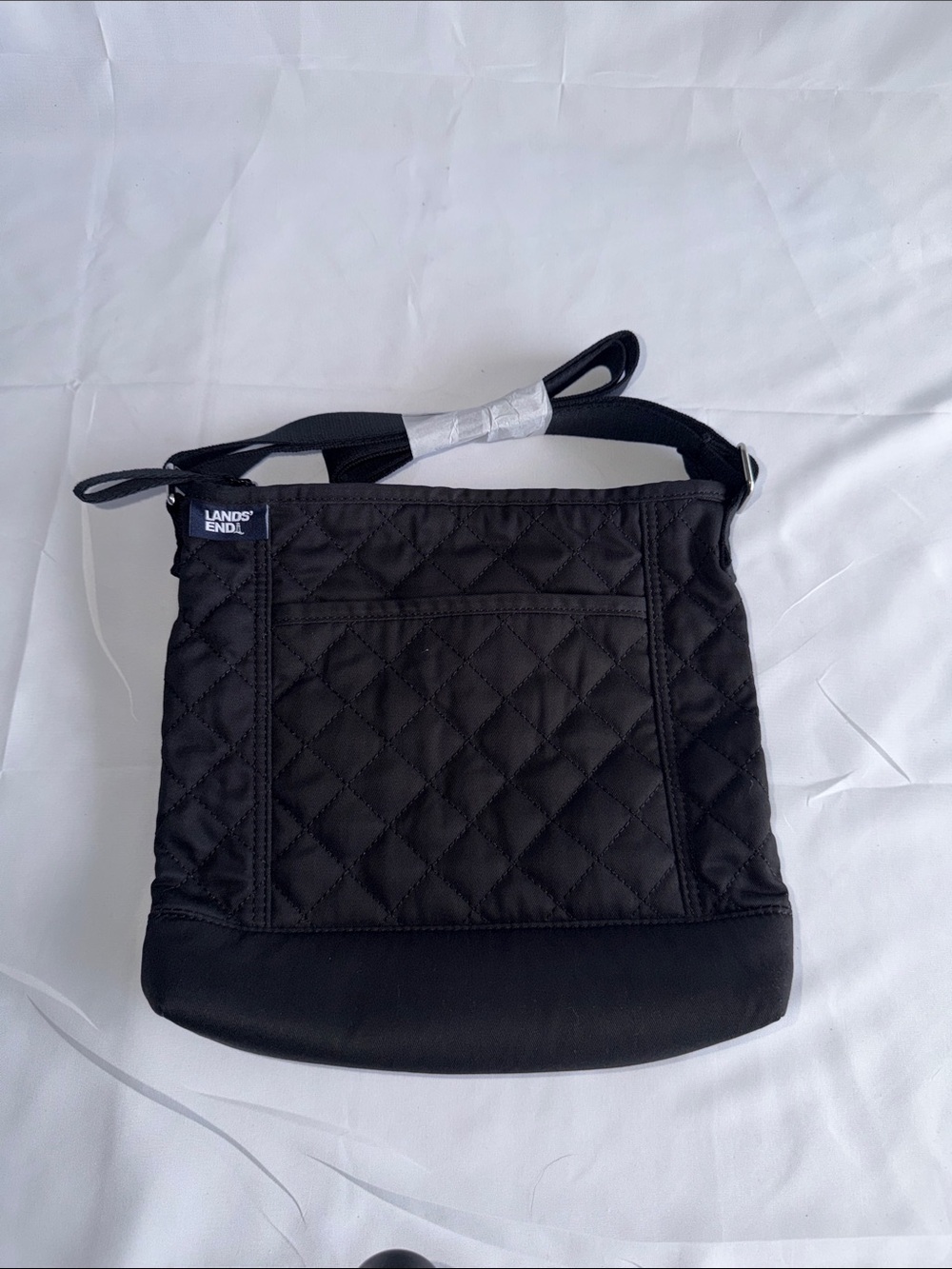 Lands' End Black Quilted Crossbody Bag with Front Pocket